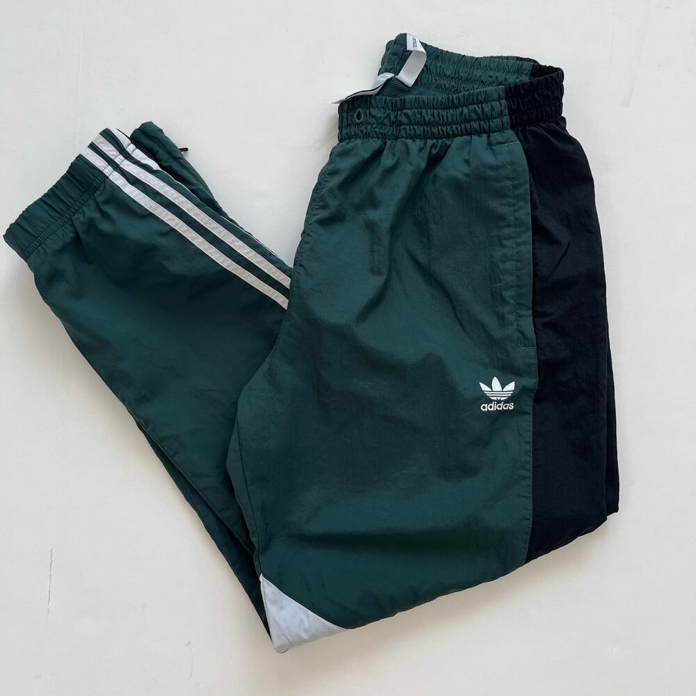 Adidas Originals Colorblock Nylon Track Pants Green Black White Size Large